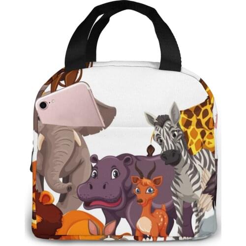 Group Wild Animal Cooler Lunch Box Portable Insulated Lunch Bag Thermal Food Picnic Lunch Bags