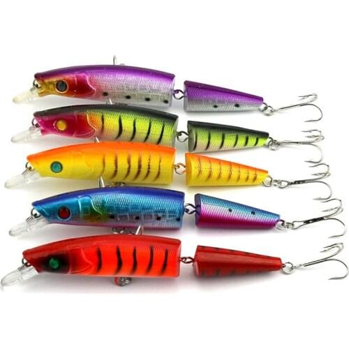 HENGJIA 15pcs 14CM 20.2G 4#japan hooks jointed Minnow Fishing Lures Hard plastic fishing Baits wobble bass pesca fishing tackles