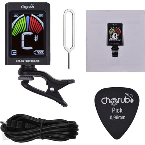 Cherub Guitar Tuner On Professional Digital Auto-on Tuner Clip Types Tuner 1.7-inch VA LCD Display Apply for Guitar Ukulele Bass