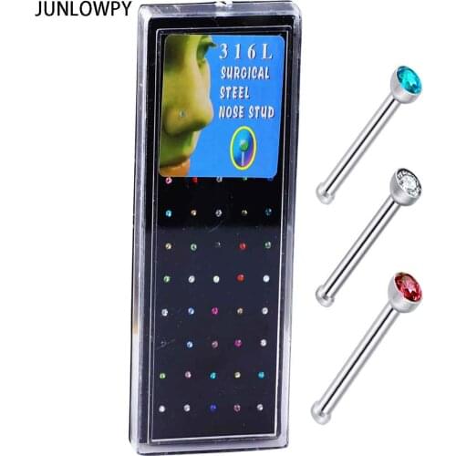 JUNLOWPY Fashion Body Jewelry Surgical Steel Nose Studs Lip Tragus Ear Helix Piercing Nose Hoop Rings Sexy Women 120pcs 3 Boxes