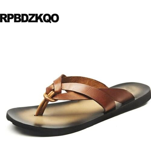 Brown Soft Flip Flop Water Slides Slippers Shoes Fashion Waterproof Slip On Men Sandals Leather Summer Flat White Beach Black