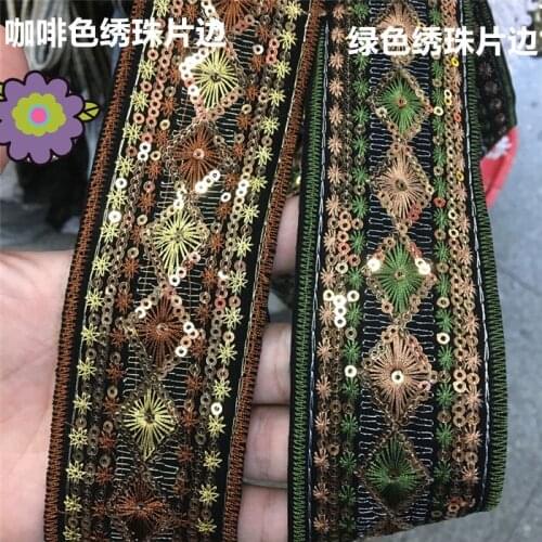 5cm wide embroidered sequin lace, skirt belt lace accessories national element features integrity lace accessories