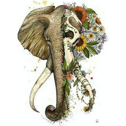 Square full 5d diy diamond painting elephant 3d diamond mosaic skull elephant animal embroidery rhinestone crafts