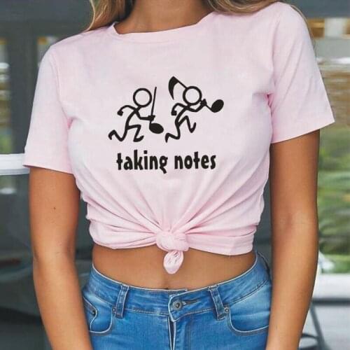 Summer Short Sleeve Tee Shirt Femme Taking Notes Funny Music Birthday T Shirt Women Tops Fashion Casual Harajuku Camiseta Mujer