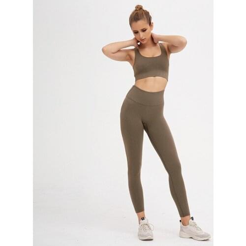 MINDYGOO High Quality Custom Logo Factory Bodybuilding Yoga Suit Seamless Bra Long Pants Two Piece
