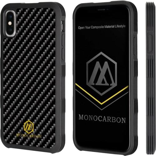 MONOCARBON Shockproof Carbon Fiber Case for iPhone X XS XR XS Max - Full Sides Protection Drop Tested