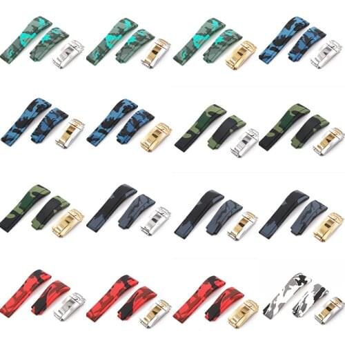 Mens rubber strap watch accessories buckle for Rolex Ditong take water ghost silicone strap 20mm waterproof bracelet watch band