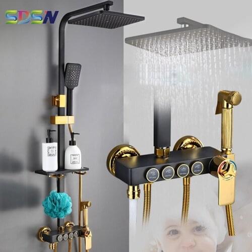 European Style Bathroom Shower Set Four Functions Bath Shower Faucet Rainfall Shower for Comforable Life Brass Shower Body Tap