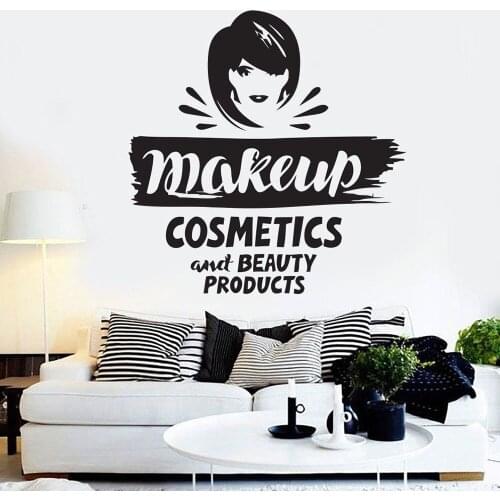 Make Up Wall Decals Quote Art Wall Sticker Room Decoration Wallpaper Beauty Salon Womam Cosmetics Beauty Products Removable B454