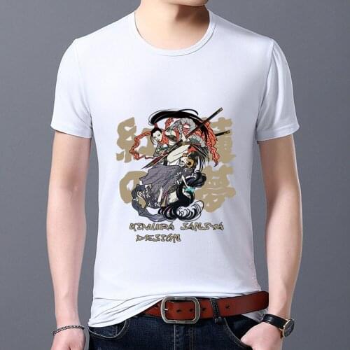 New Mens Commuter Classic T-shirt Trendy Top Japanese Cartoon Comic Samurai Pattern Comfortable Mens Soft Mens Shirt S-5XL