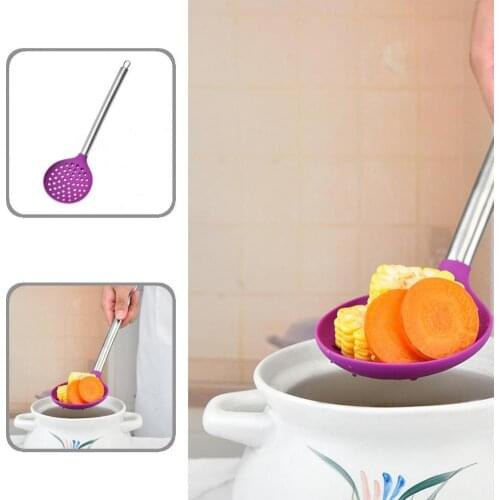 Excellent Stainless Steel Handle Slotted Cooking Spoon Widely Applied Kitchen Filter Scoop Wear-resistant for Home