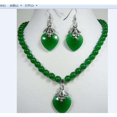 White Pearl red green Purple white Pearl red gem Necklace heart-shaped pendant earring set gem womens jewelry