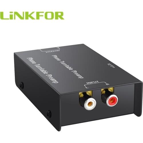 LiNKFOR Phono Turntable Preamp PP900 Ultra-compact phono preamplifier RCA Input RCA Output & Low Noise Operation Power + Adapter