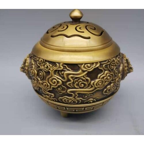 Retro auspicious cloud lion head stove , exquisite handicrafts and ornaments
