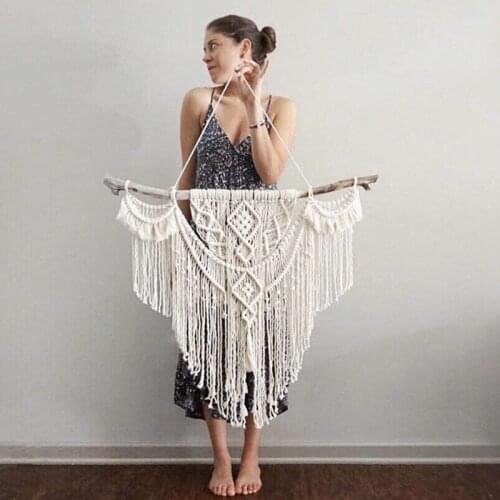 Nordic Bohemian Hand Woven Tassel Tapestry American Style Simple Wall Paintings Living Room Bedroom Bedside Tapestry