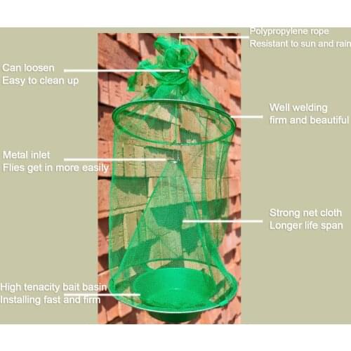 Foldable Fly Catcher Hanging Fly Catching Cage Fly Trap Flytrap Flies Trap Cage with Pot for Ranch Orchard Garden Accessories