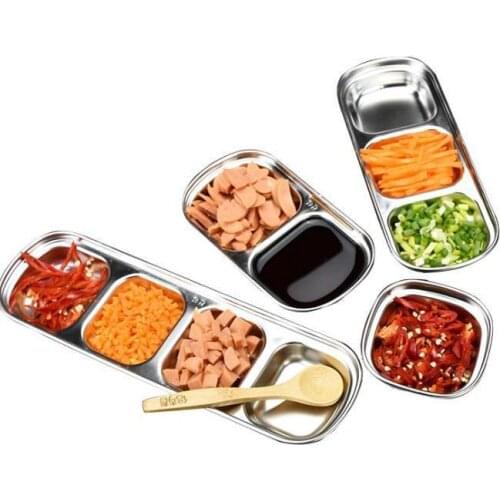 Stainless Steel Pepper Roast Meat Sauce Dishes Bowl Food Seasoning Tray Separate Sushi Vinegar Soy Plates Tableware SN1430