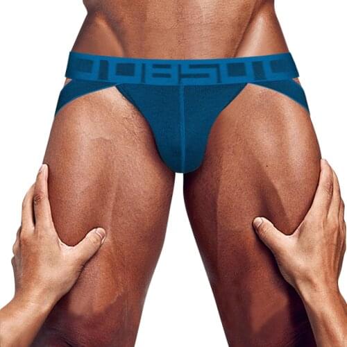 New Gay Underwear Thong Men Sexy Mens Jockstrap Cotton Low Waist Sissy Thongs And G Strings Breathable U Pouch Bikini BS3127