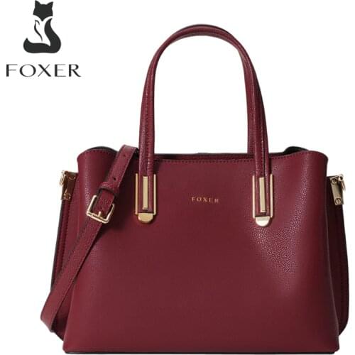 FOXER Brand Luxury Handbag Cow Leather Womens Bag Commute Top-handle Purse Bag Lady Elegant Totes Female Classic Crossbody Bag