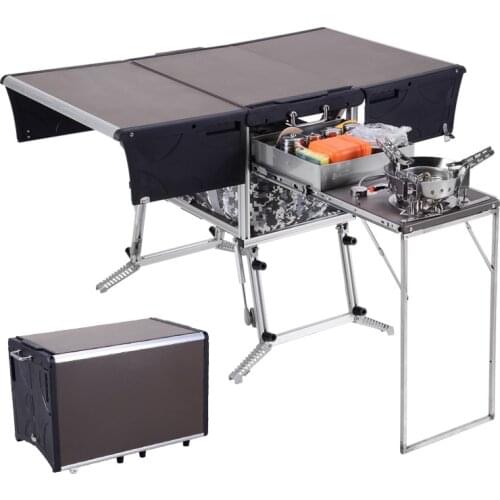 5-7 Person Outdoor Mobile Kitchen Foldable Outdoor Gas Stove Desk Hiking Camping Gas Burners Cooker Stove + Windshield C550