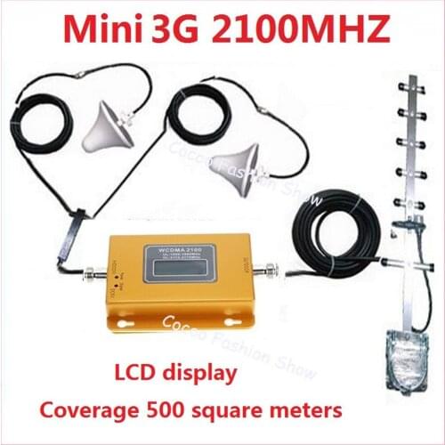 3G mobile signal amplifier 2100 internet Data UMTS Cellular signal booster mini repeater with outdoor yagi antenna + Ceiling