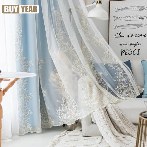 European High-grade Double French Luxury Embroidery Light Curtains Gauze Screens Bedroom Living