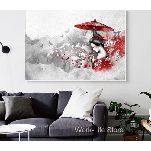 Japanese female geisha Art Poster Painting Art Poster Print Canvas Home Decor Picture Wall Print