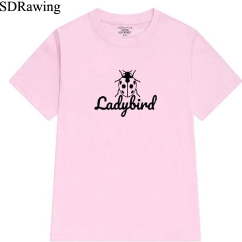 Retro Ladybird woman T Shirt Cute Animal Shirt Ladybug T-Shirt Small Beetles Graphic Tees Hipster Tumblr tops plus size