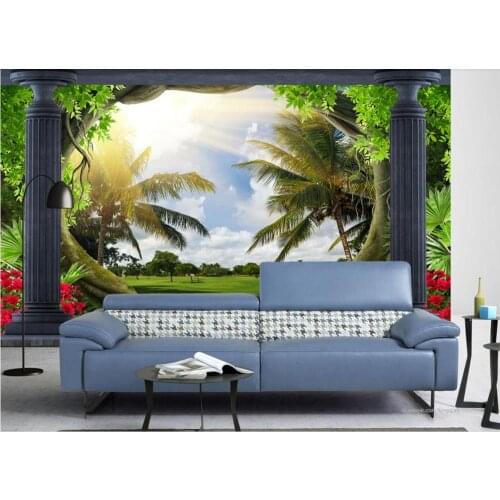 Soundproof wallpaper Coconut grass wallpapers for living room wallpapers 3d bathroom 3d landscape background wall