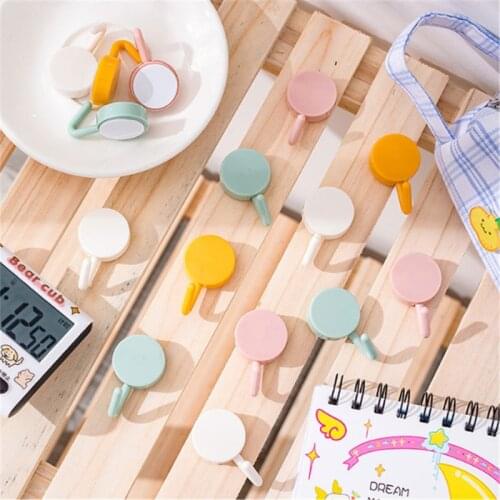 1/10Pcs Solid Color Free Punching Door Without Trace Nail Small Hook Clothes Hook Mounted Wall Hook Wall Hooks Decorative