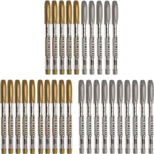 12Pcs Gold Silver Epoxy Resin Drawing Pen Graffiti Point Pen Marker Acrylic Paint Highlights Metallic Permanent Markers