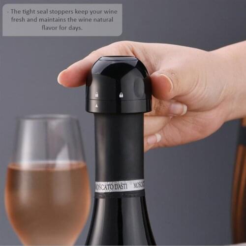 2PCs Wine Bottle Stopper Sealed Mini Food-Grade ABS Sparkling Wine Champagne Bottle Stopper Black