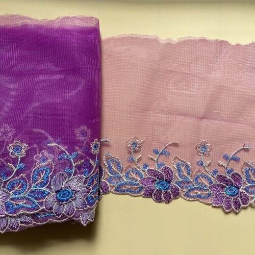 2Yards Embroidered Lace Trim Purple Tulle Mesh Costume Decorations Applique Sexy Lingerie Bra Wedding Dress Fabrics High Quality