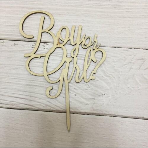 20pcs Gender reveal Boy or Girl 1st birthday wood cake topper