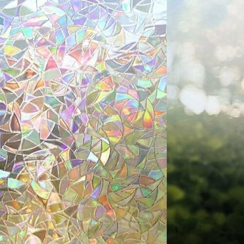 45cmX100cm 3D Stained Glass Self-Adhesive Film Anti UV Glass Sticker No Glue Static Decorative Privacy Window Rainbow Films