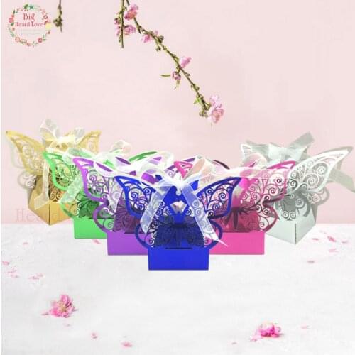 50pcs Laser Cut Butterfly Candy Box Wedding Party Chocolate Box Birthday Party Supplies Kids Wedding Party Decoration and Gift