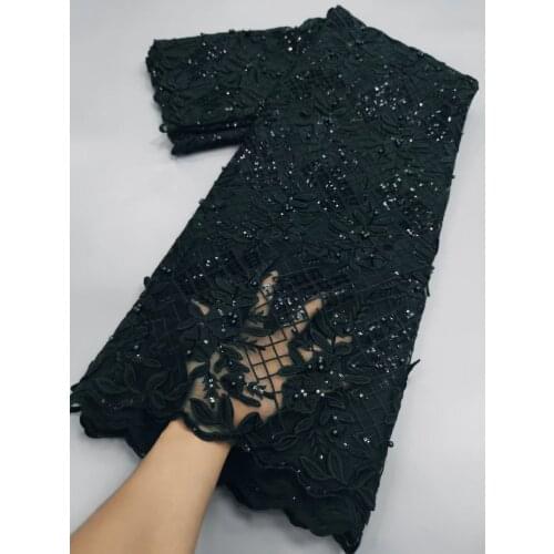 African Lace Fabric With Beads Nigerian Tulle Net Lace French Mesh Lace Fabric 2021 Newest Style For Wedding Dress 5Yards