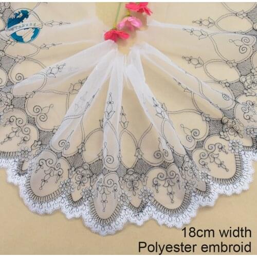 18cm width white cotton embroided lace ribbon guipure trim DIY wedding Accessories dolls lace african french lace applique#2998