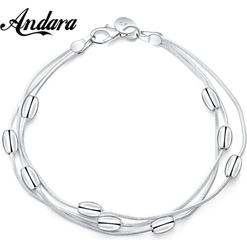 Fashion Silver 925 Sterling Silver Snake Bone Bead Bracelet Woman Glamour Jewelry Gift