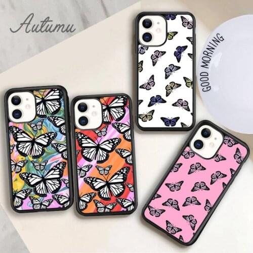 Butterfly Swirl Phone Case for iPhone 11 12 Pro Max mini X XR XS SE 2020 5 6S 7 8 Plus Samsung Galaxy S8 S9 S10 Cover shell