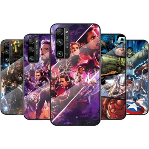 Tempered Glass Cover Fashion Marvel Avengers For Huawei Honor 30 20 10 9X 8X Pro Plus Lite Shockproof Shell Phone Case