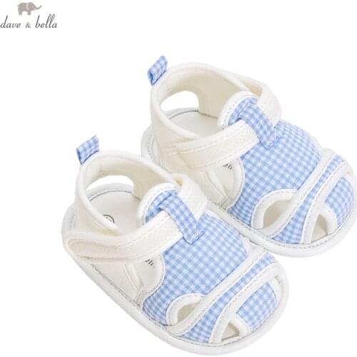 DB16572 Dave Bella summer baby boys fashion plaid patchwork first walkers new born shoes