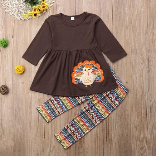 Girls Boutique Faull Autumn Thanks Giving Day set Cotton 2pcs Holiday Suit ST19100