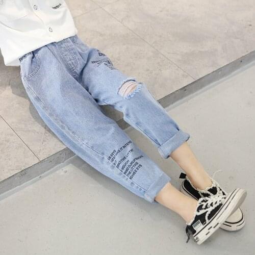 Teen Girls Jeans Fashion Holes Harem Pants for Teenage 8 10 12 years 2020 New Spring Fall Children Outfit