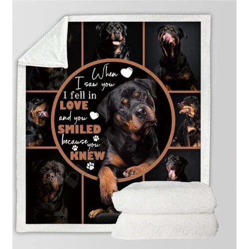 Rottweiler 3d printed fleece blanket Beds Hiking Picnic Thick Fashionable Bedspread Sherpa Throw Blanket 01