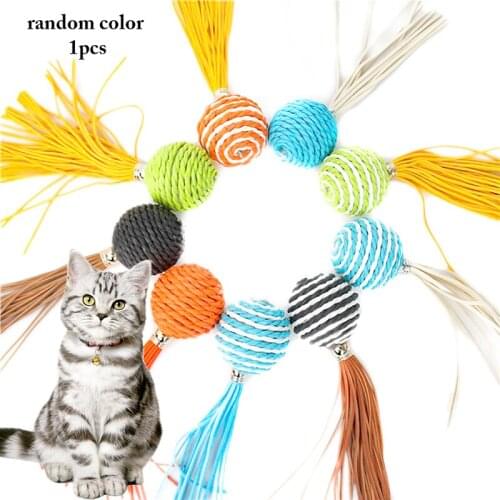 Pet Cat Toy Cat Wand Funny Paper Rope Interactive Cat Cat Ball Refill Toy Cat Teaser with Tassel Toys for Cats Random Color