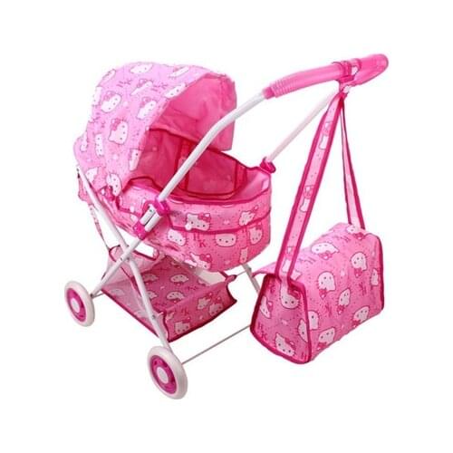 Simulation Foldable Baby Push Cart Pushchair Stroller Pram Kids Pretend Play Furniture Toys
