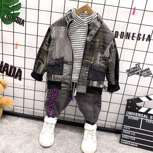 Boys Aututmn Winter Kids Clothes Sets For Boys PU Leather Jacket + T-Shirt + Jeans 3pcs Boys Suit Kids Clothing Sport Suit 2-6Y