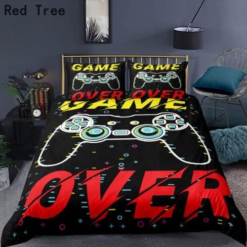 3D Bedding Set Gamepad Game Over Cartoon Duvet Cover Bedclothes Teens Children Bedroom Decor Home Textiles Twin Full Single Size