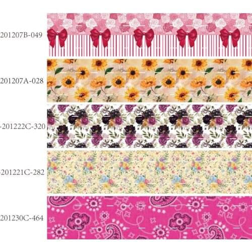 50 yards/lot) Wholesale 16mm 22mm 25mm 38mm flower printed grosgrain ribbon